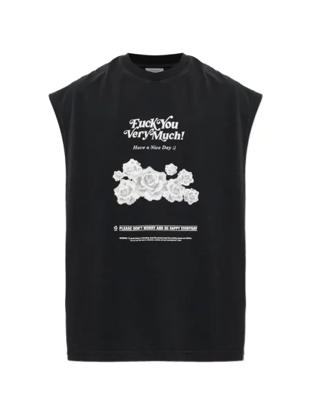 Tricou Vetements fără mâneci cu imagine negru