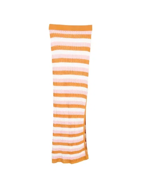 Fusta maxi Dodo Bar Or cu dungi tricotate portocaliu
