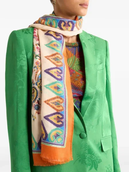 Fular Etro cu model floral din jacard