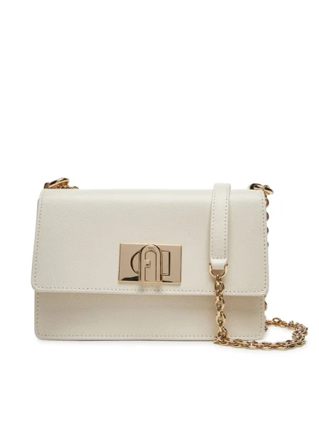 FURLA Geantă de umăr alb lână bej