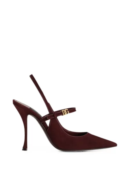 Pantofi cu toc Dolce & Gabbana din piele de căprioară slingback roșu