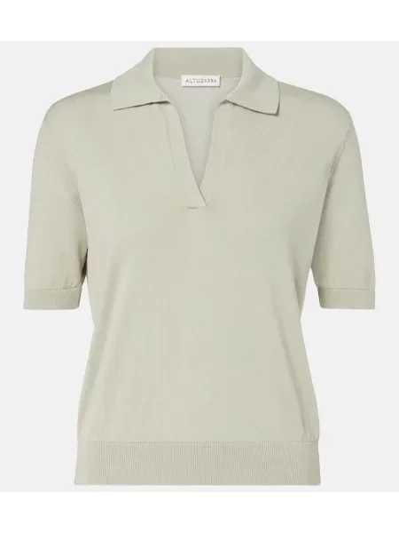Jedwabny sweter Altuzarra o krotszym kroju zielony