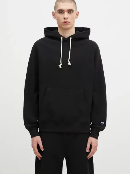 Hanorac cu glugă Champion cu glugă negru