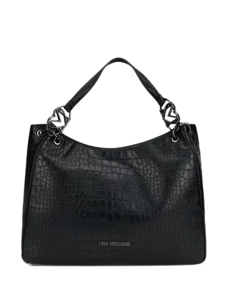Geantă shopper Love Moschino cu autograf negru