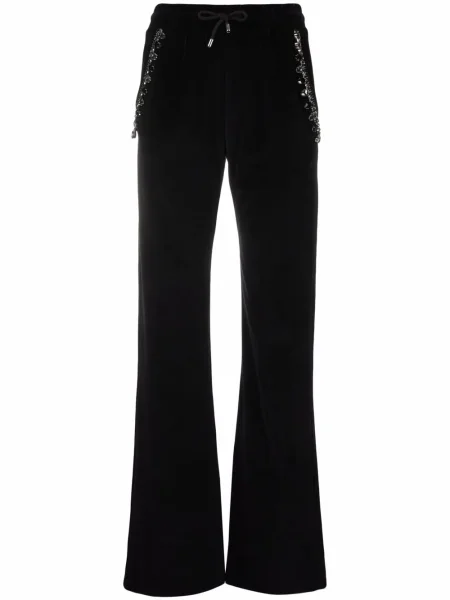 Pantaloni Philipp Plein de catifea de cristal negru