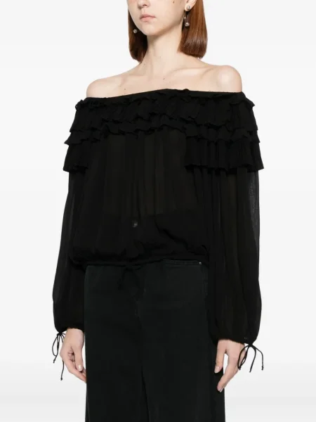 Bluză Cynthia Rowley cu volane negru