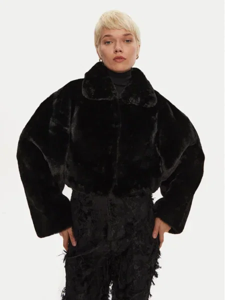 Palton de blană Rotate negru