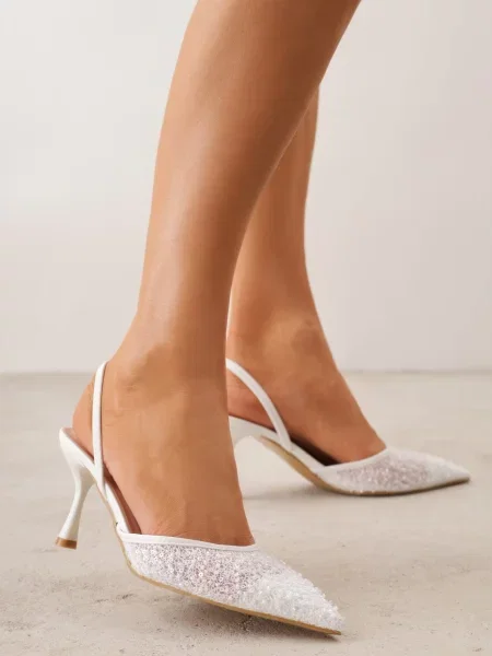 Pantofi stiletto Meridess Albi alb