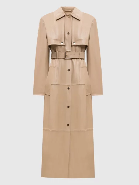 Шкіряний тренч SPASTE Max Mara Sportmax бежевий