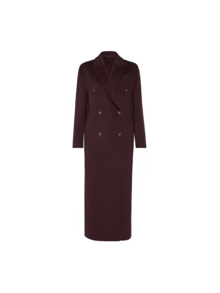 Długi płaszcz Brunello Cucinelli wełniany czerwony