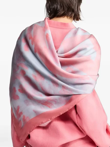 Fular Giorgio Armani cu model floral cu imagine roz