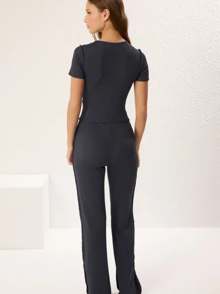 Trendyol Costum cu pantaloni metalic gri