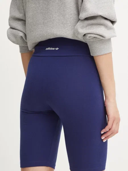 Kraťasy adidas Originals tmavomodrá s potiskem high waist