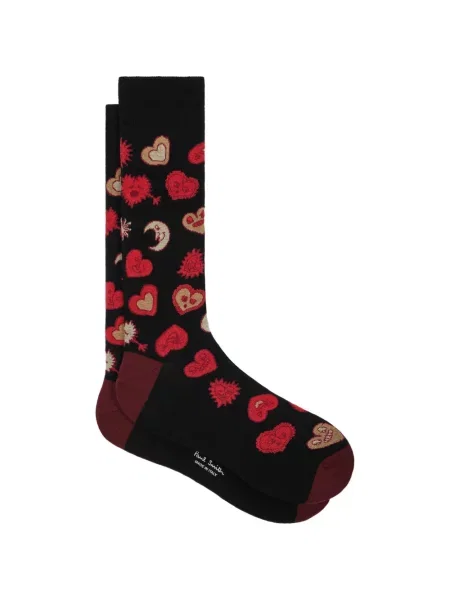 Șosete Paul Smith cu imagine cu motiv cu inimi negru