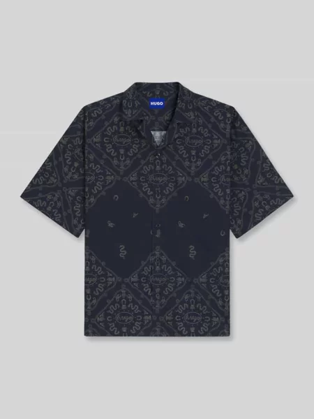 Koszula casual o kroju relaxed fit z czystej bawełny Hugo Blue granatowa