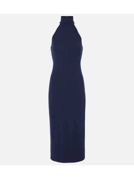 Rochie maxi Polo Ralph Lauren din jerseu de costum albastru