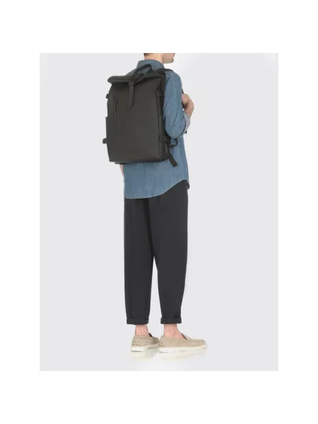 Rains Rolltop Rucksack Large W3 Black Unisex Plecaki i torby Rains Size: One size czarny