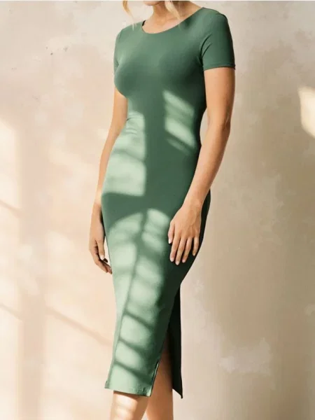 Облягаюча міді сукня лаймовий