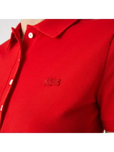 Lacoste Sukienka Polo Z Elastycznej Bawełny Piki czerwona