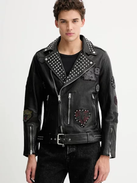 Кожено яке AllSaints COLE черно