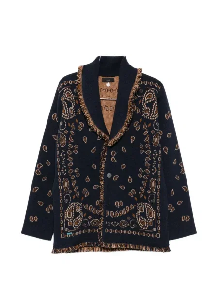 Cardigan Alanui cu model paisley din jacard albastru