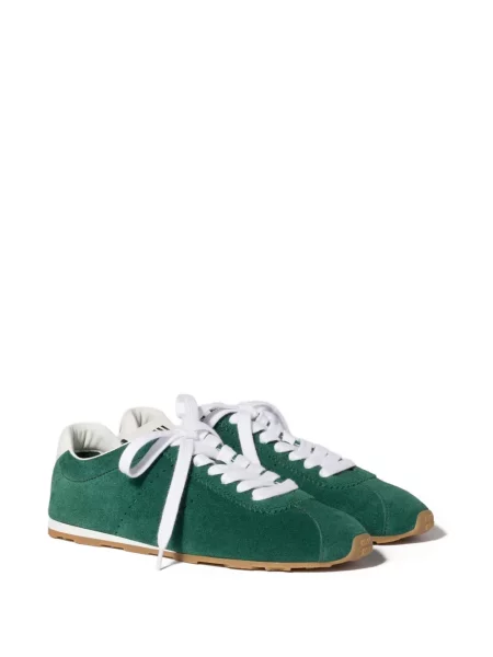 Sneakerși Miu Miu din piele de căprioară verde