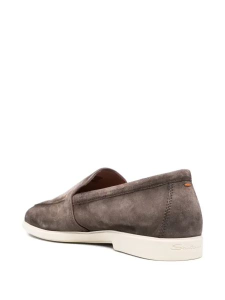 Pantofi loafer Santoni din piele de căprioară maro