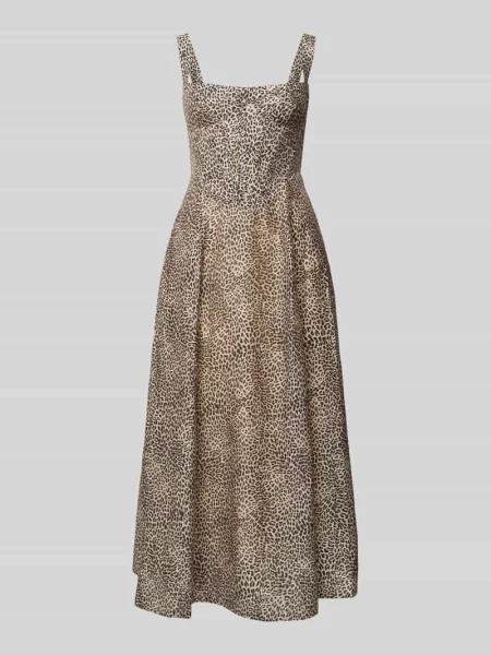 Sukienka koktajlowa z mieszanki lyocellu z dodatkiem lnu model ‘LILAH’ Bardot