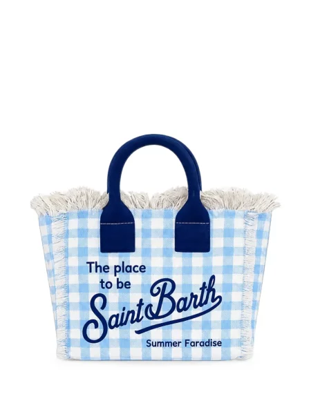 Geantă shopper Mc2 Saint Barth cu franjuri albastru