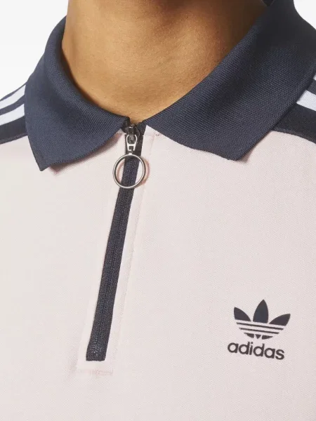 Legginsy Adidas do biegania z nadrukiem z dekoltem w serek czerwone