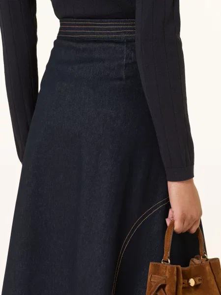 Mm By Max Mara Spódnica Jeansowa Rane W Stylu Kopertowym blau granatowa