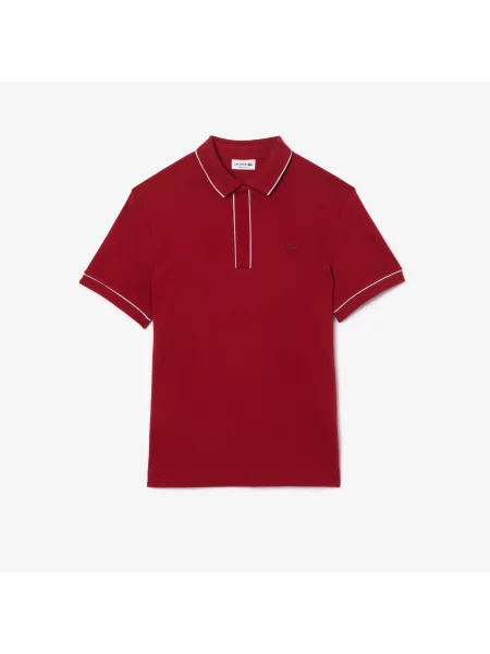 Lacoste Koszulka Polo Smart Paris Z Elastycznej Bawełny Z Kontrastowym Wykończeniem czerwony