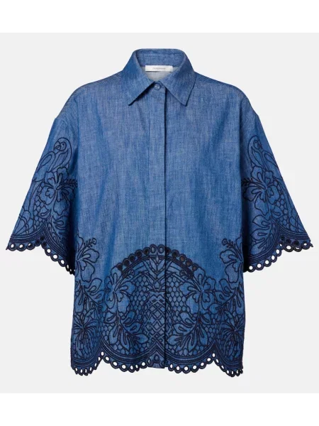 Cămașă Zimmermann cu broderie albastru