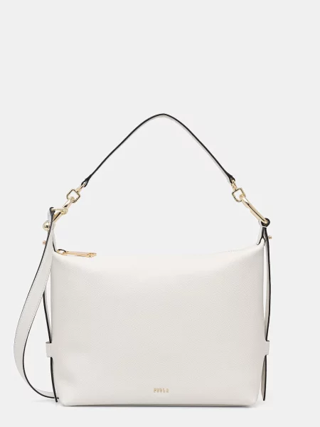 Furla geantă pentru femei din piele Tonie M Hobo alb