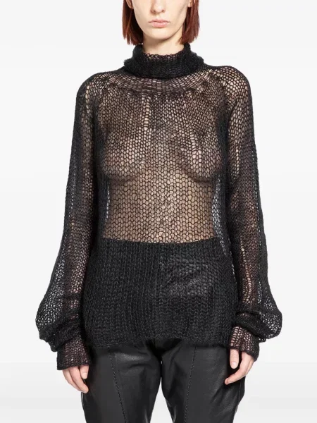 Pulover Yehuafan de mohair negru