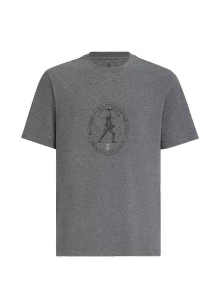 Tricou Brunello Cucinelli cu decolteu rotund gri