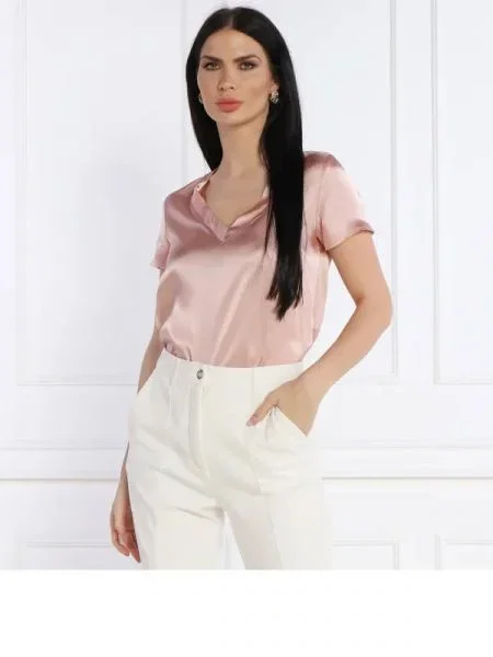 Liu Jo Tricou cu adaos de mătase roz