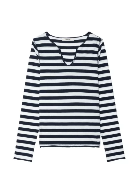 Tricou Zadig&voltaire cu dungi lung alb