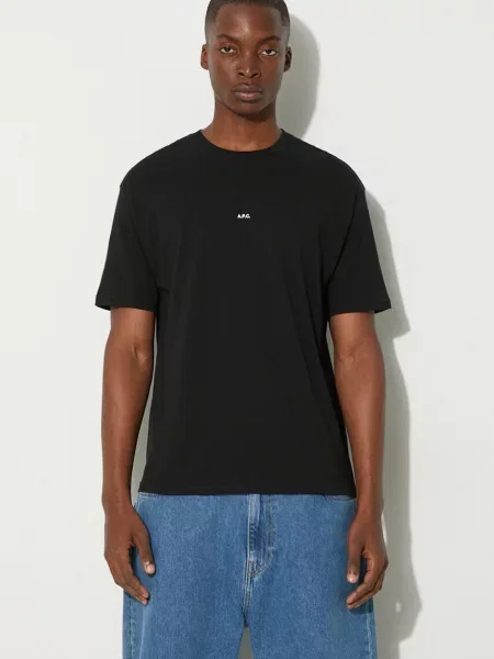A.P.C. tricou din t-shirt boxy micro logo GOTS barbati neted negru