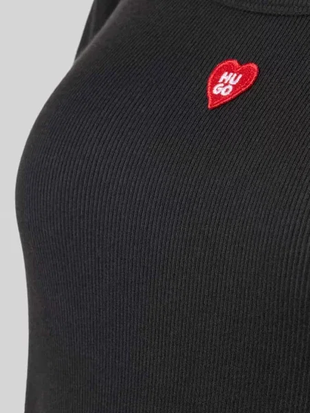 T-shirt od piżamy o kroju regular fit z mieszanki modalu model HUGO HEART' czarna