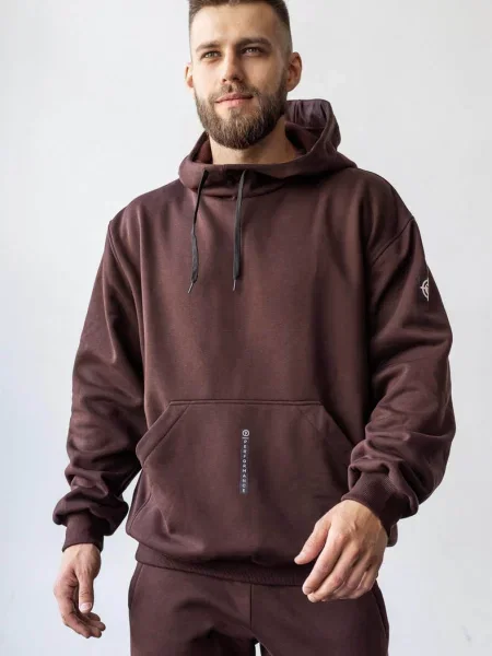 Мужское однотонное худи коричнева