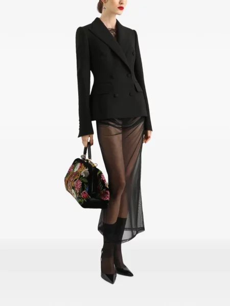 Вълнено двуредно яке Dolce & Gabbana черно