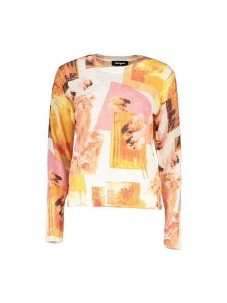 Lniany sweter Desigual biały
