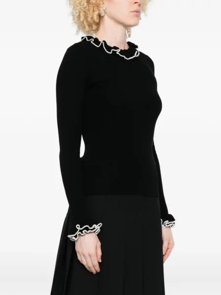Top Valentino Garavani de lână negru