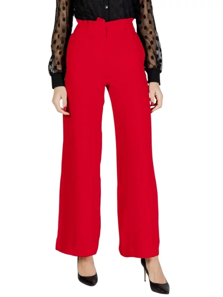 Morgan spodnie PBIRD proste high waist PBIRD czerwony