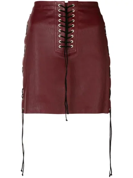 Spódnica Unravel Project sznurowana koronkowa czerwona