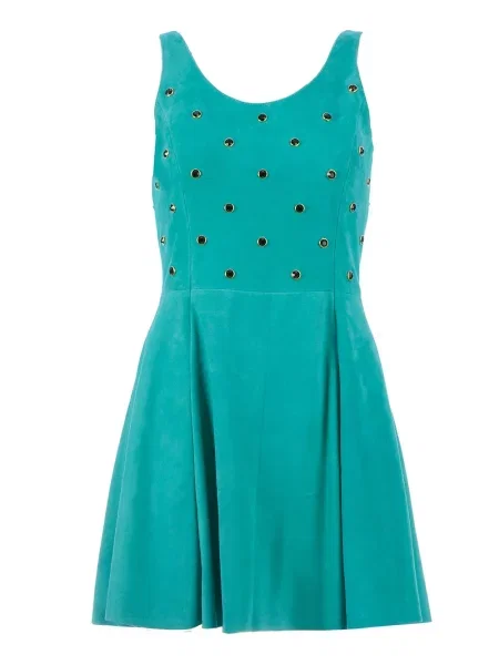 Rochie Drome din piele de costum verde