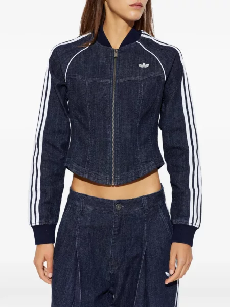 Μακρύς ριγέ τρέξιμο πουλόβερ Adidas μπλε