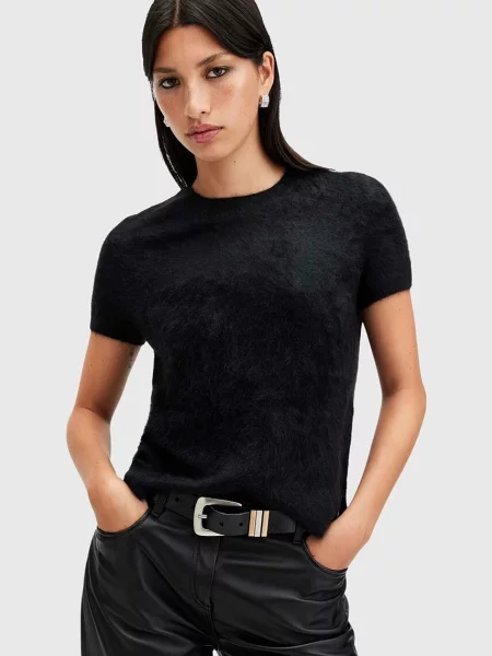 AllSaints tricou de lana REBEL TEE negru