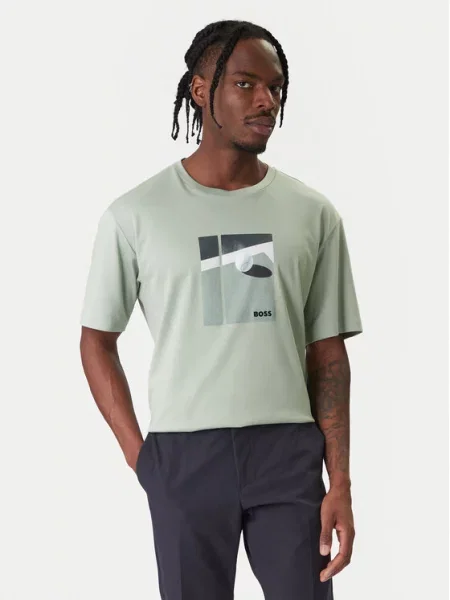 T-shirt o kroju relaxed fit z czystej bawełny model ‘JOIN’ Boss Green zielona